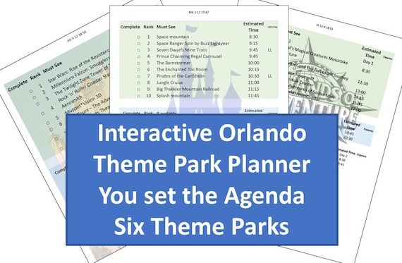 Orlando Theme Park Interactive Vacation Planner Printable Excel ...