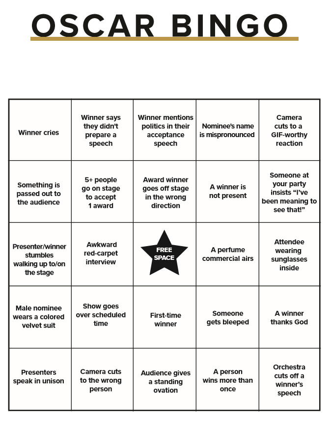 printable oscar bingo cards