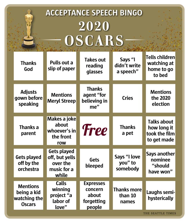Play Oscar Night Bingo with our bingo cards | The Seattle Times