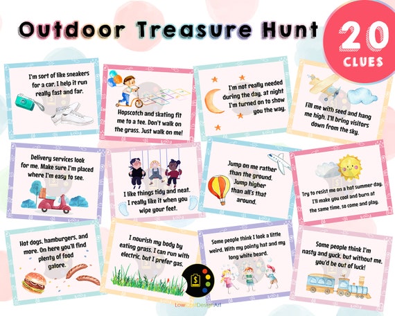 printable outdoor scavenger hunt clues