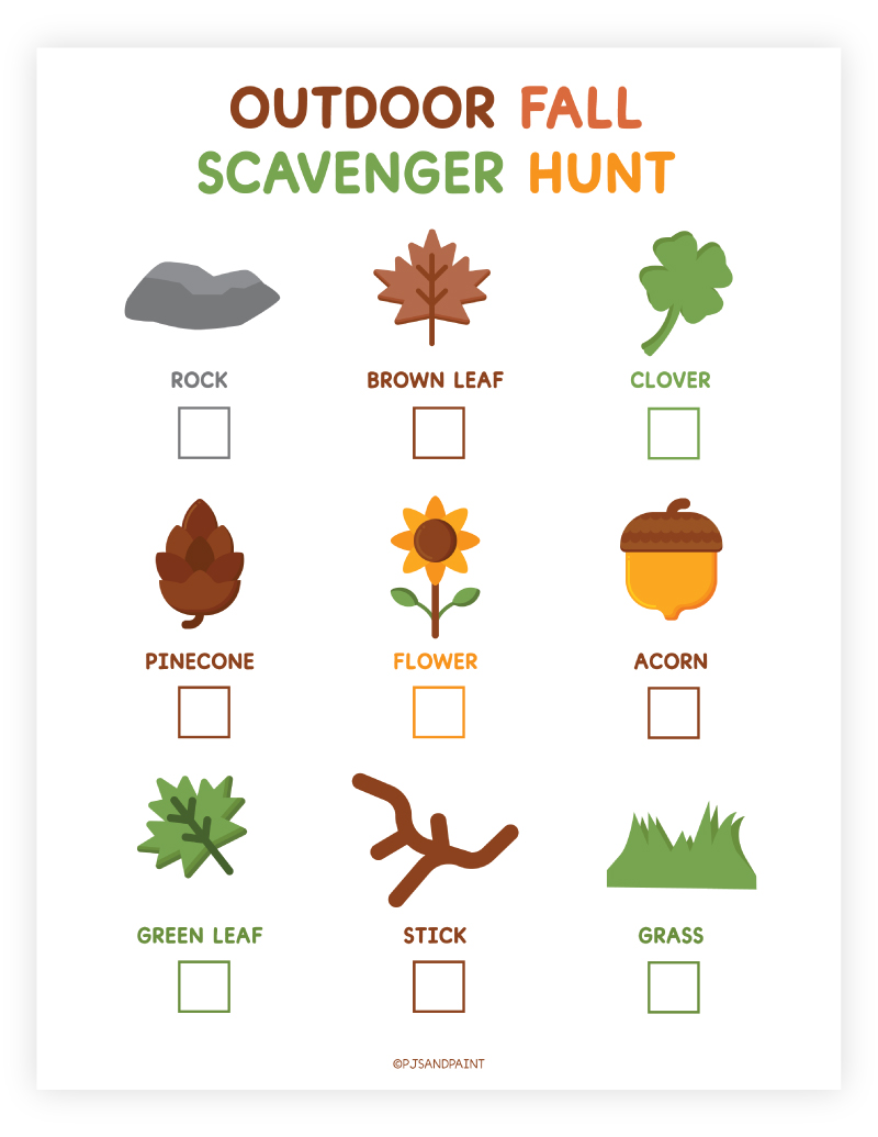 printable outdoor scavenger hunt