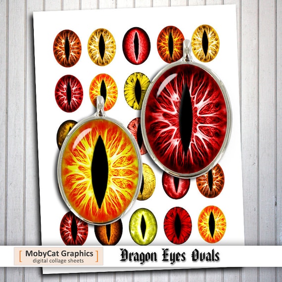 13x18mm 18x25mm 22x30mm 30x40mm Dragon Eyes Digital Printable Oval ...