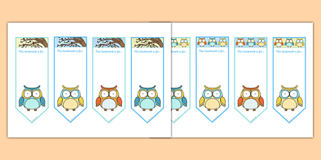 Owl Printable Bookmark Templates  