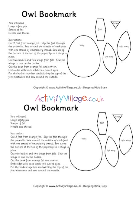 Felt Owl Bookmark