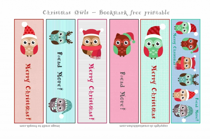 Christmas Owls Bookmark - Free printables - Creative Kitchen