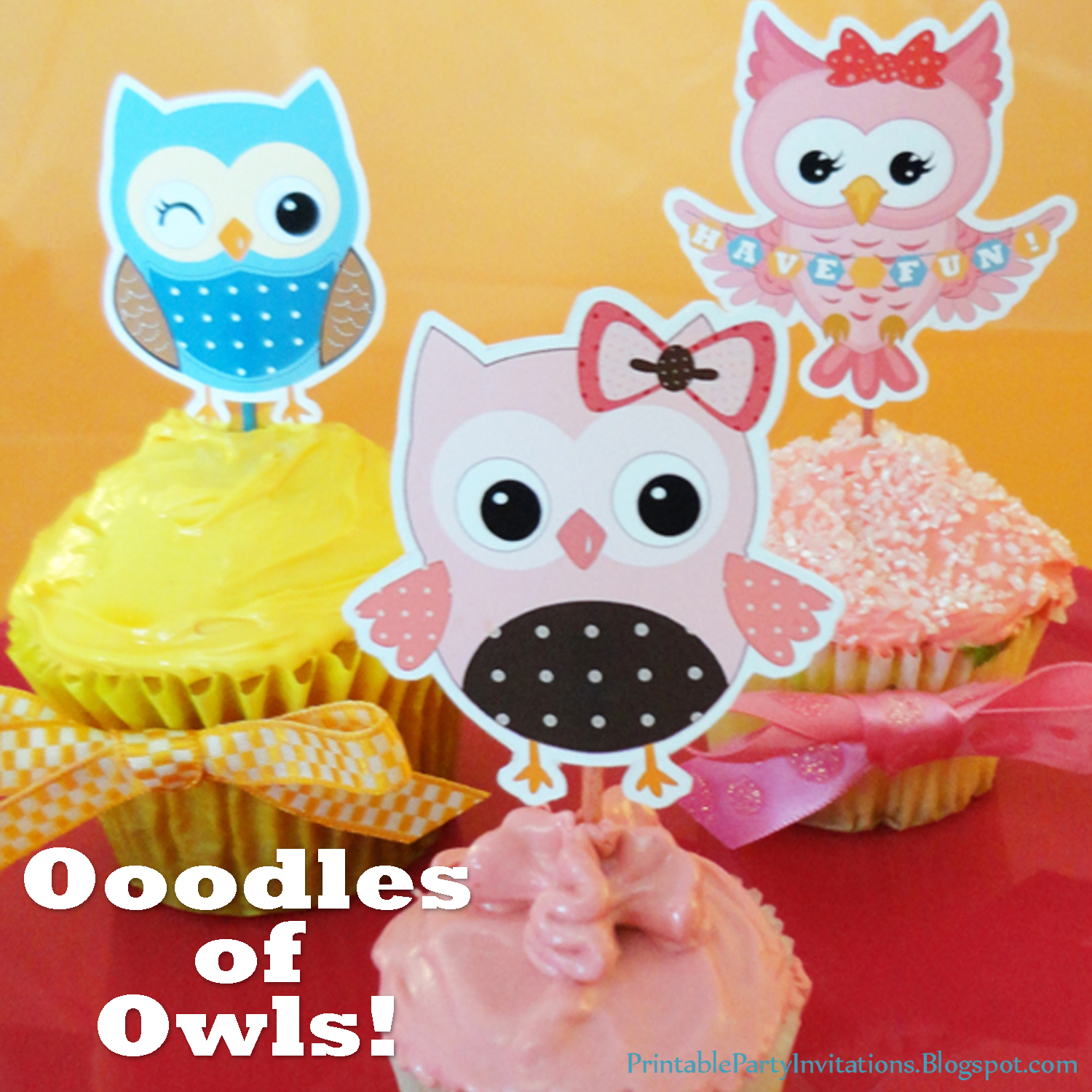 Free Printable Party Invitations: Free Owl Cupcake Toppers Template