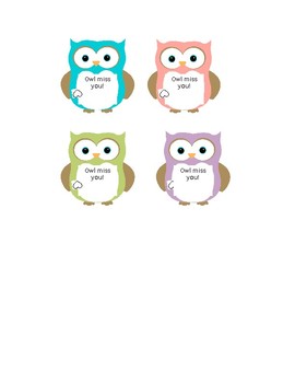 Owl Miss You Gift Tags! by The Trendy Teacher Tribe | TPT