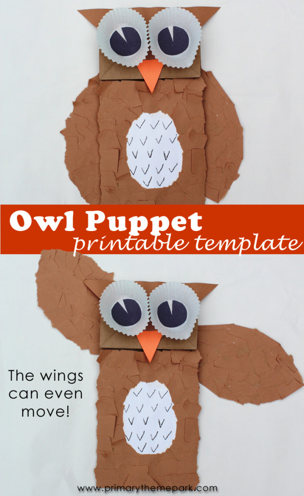 Owl Puppet Template - Primary Theme Park