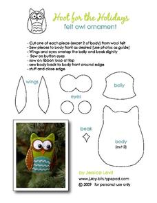 Hoot for the Holidays: Felt Owl Ornament Printables for 1st - 6th ...