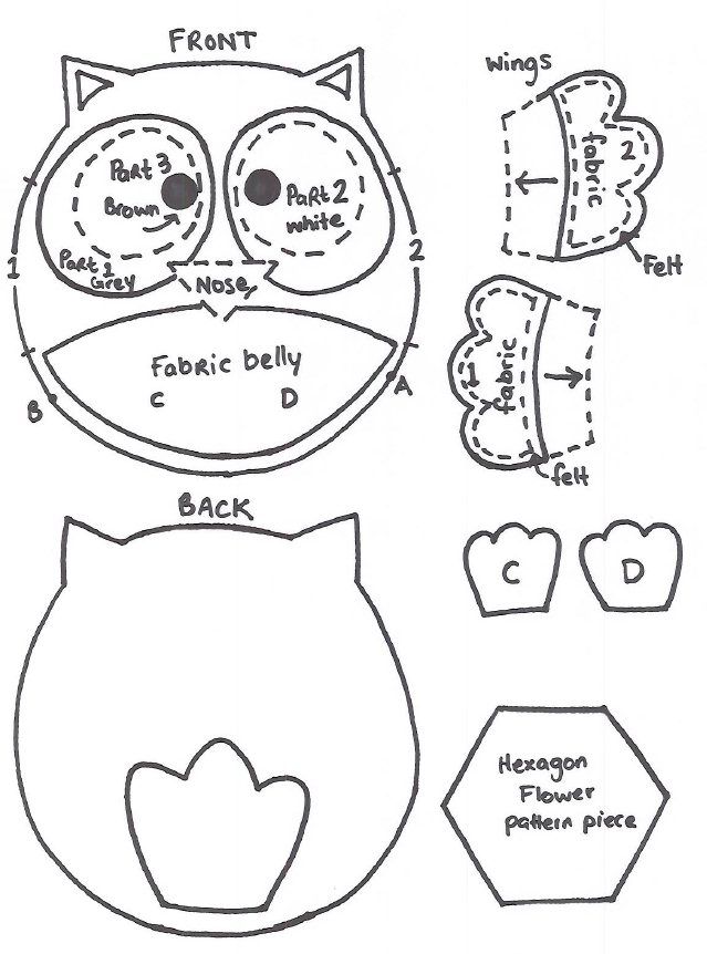 cute owl sewing pattern - Clip Art Library