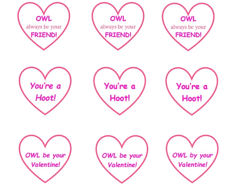 printable owl valentine cards