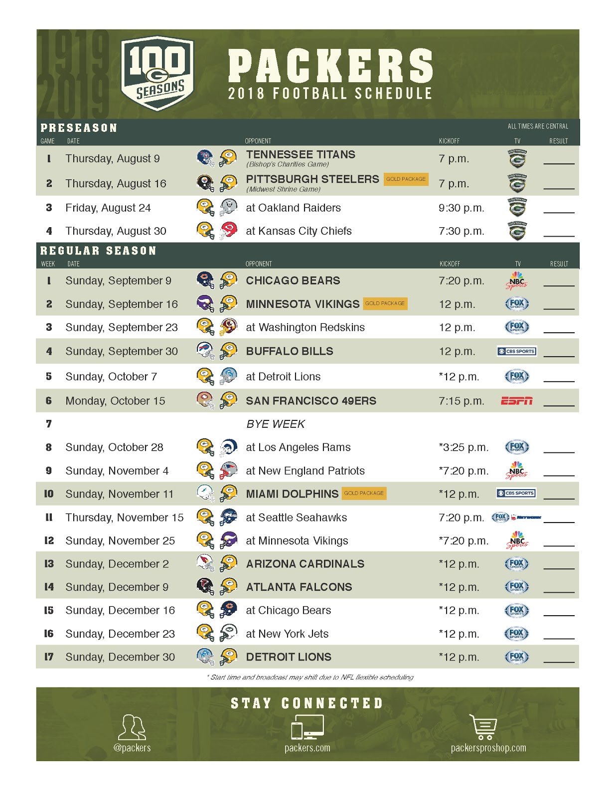 Packers 2017 training camp schedule and important dates