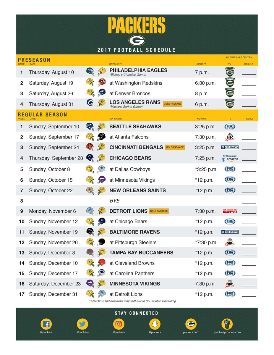 PACKERVILLE, U.S.A.: 2017 NFL Schedule Released