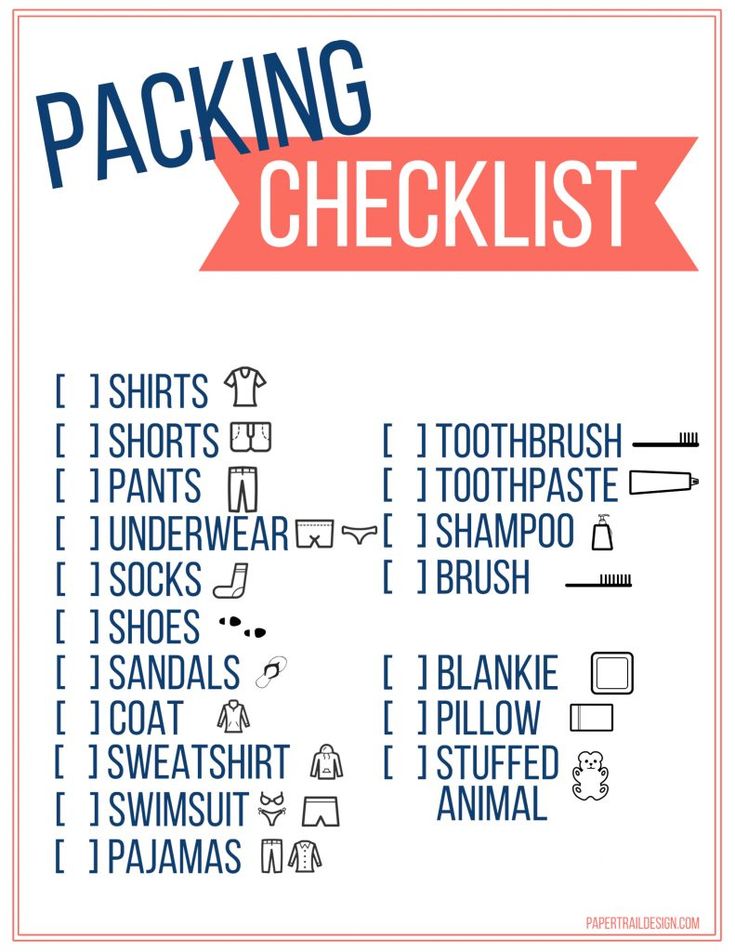 printable packing checklist template