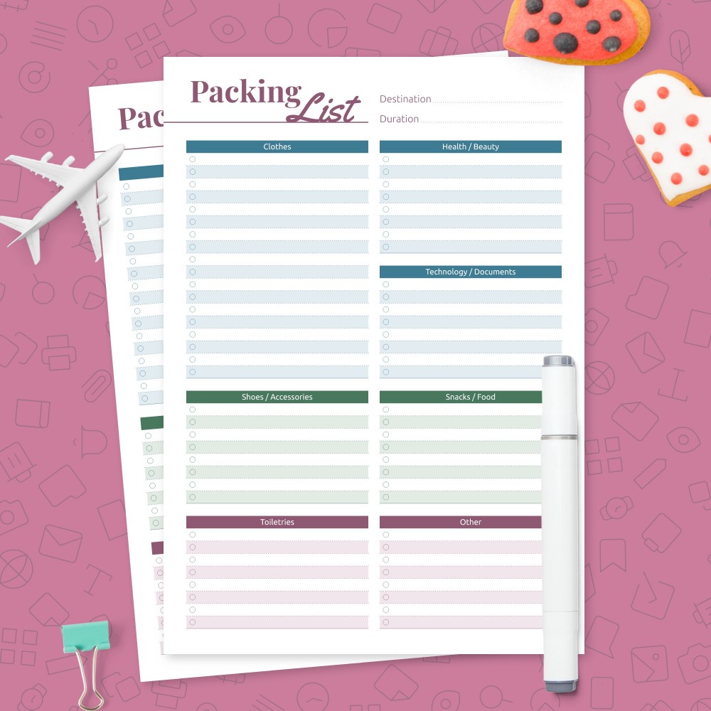 printable packing checklist template