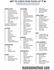 printable packing list for 7 day cruise