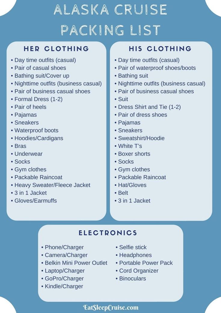 printable packing list for alaska cruise in june