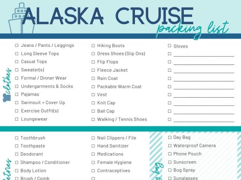 printable packing list for alaska cruise in june