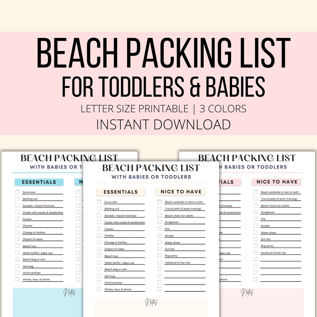 Baby Toddler Beach Packing List Printable Toddler Beach Trip Baby Toddler Beach Packing List Printable Toddler Beach Trip
