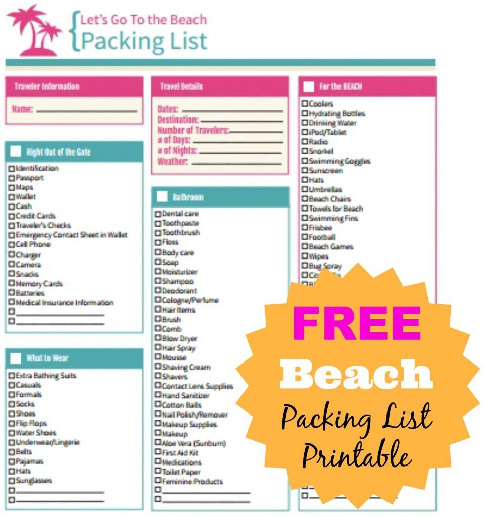 Free Printable Beach Packing Checklist - forget nothing!