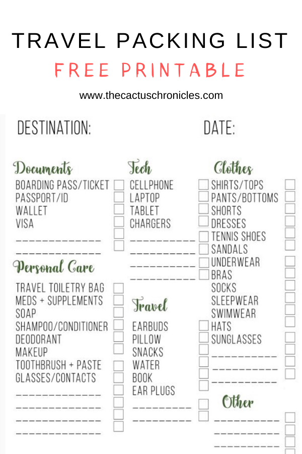 printable packing list for cabo