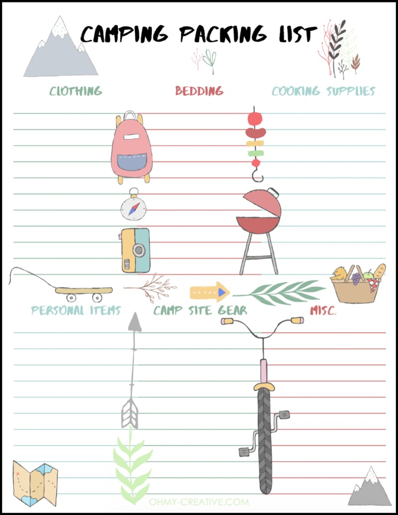 printable packing list for camping