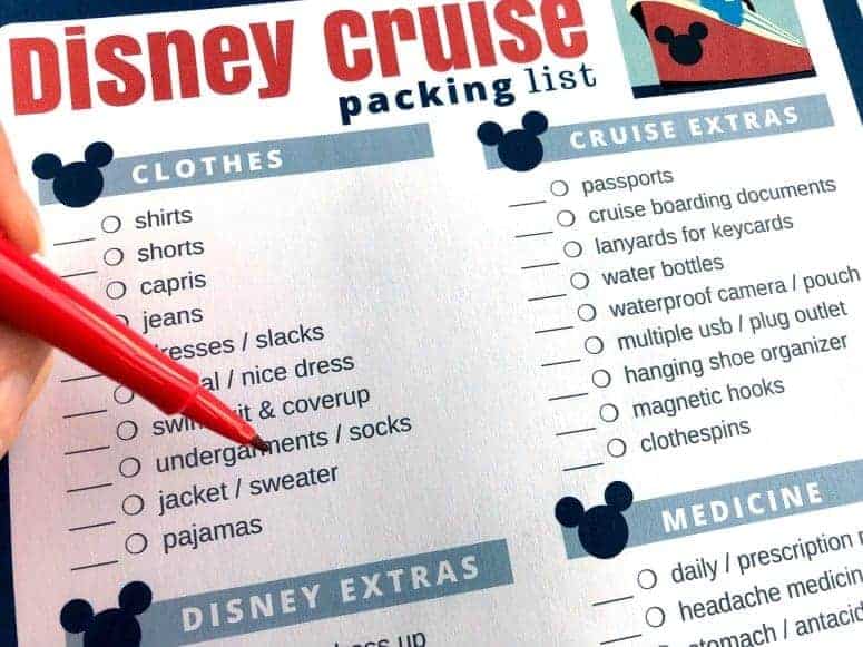 printable packing list for disney cruise