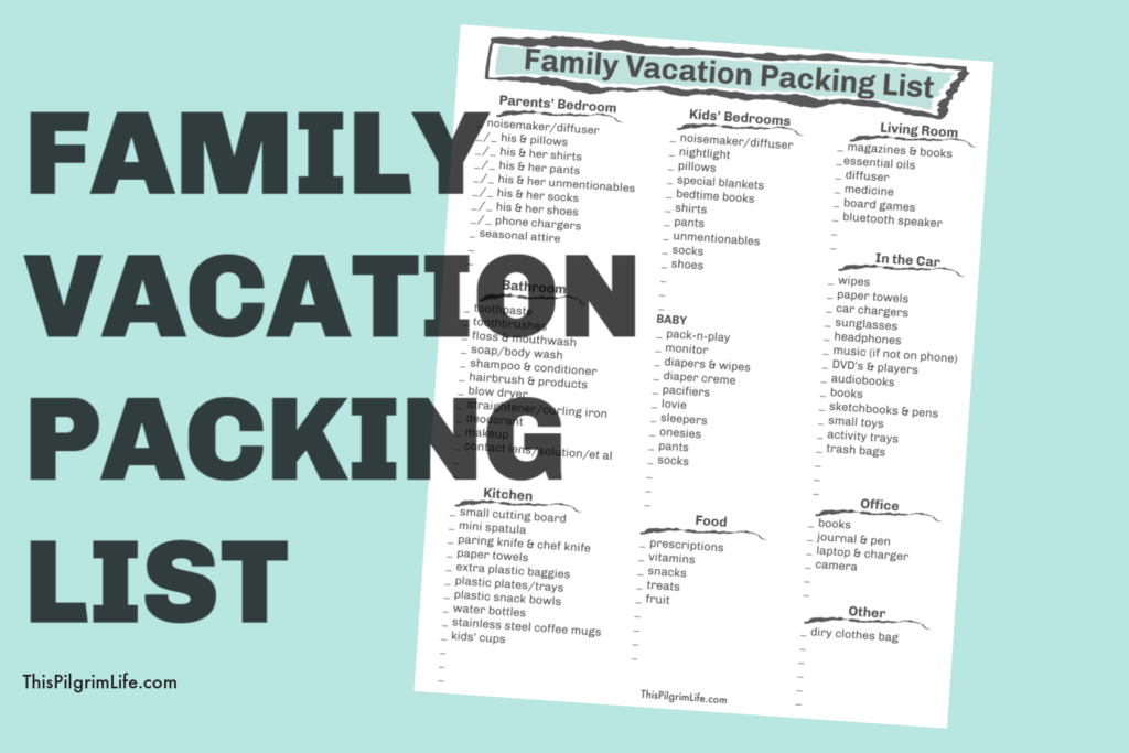 printable packing list for family vacation