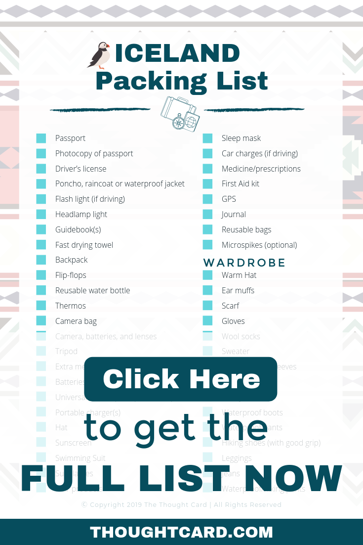 printable packing list for iceland
