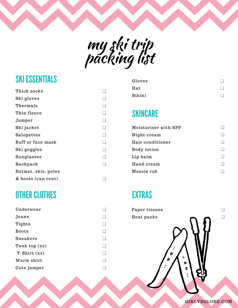 Ski Essentials Packing List (+FREE Printout!) - Girl vs Globe