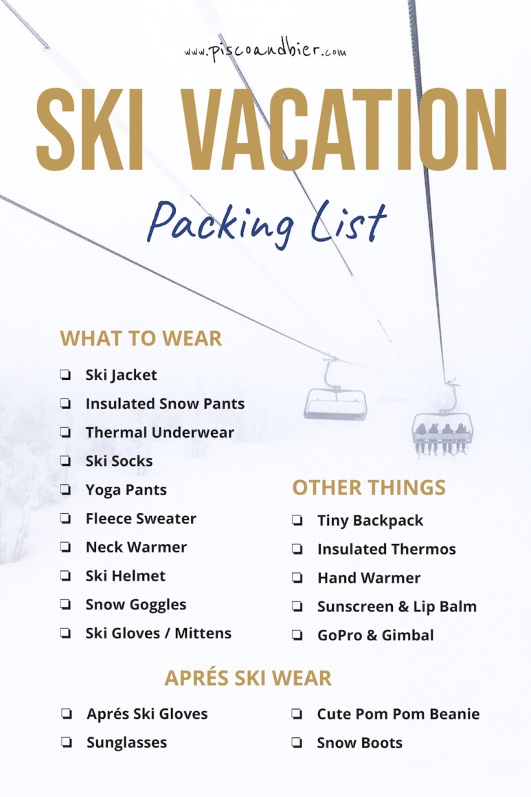 printable packing list for ski trip