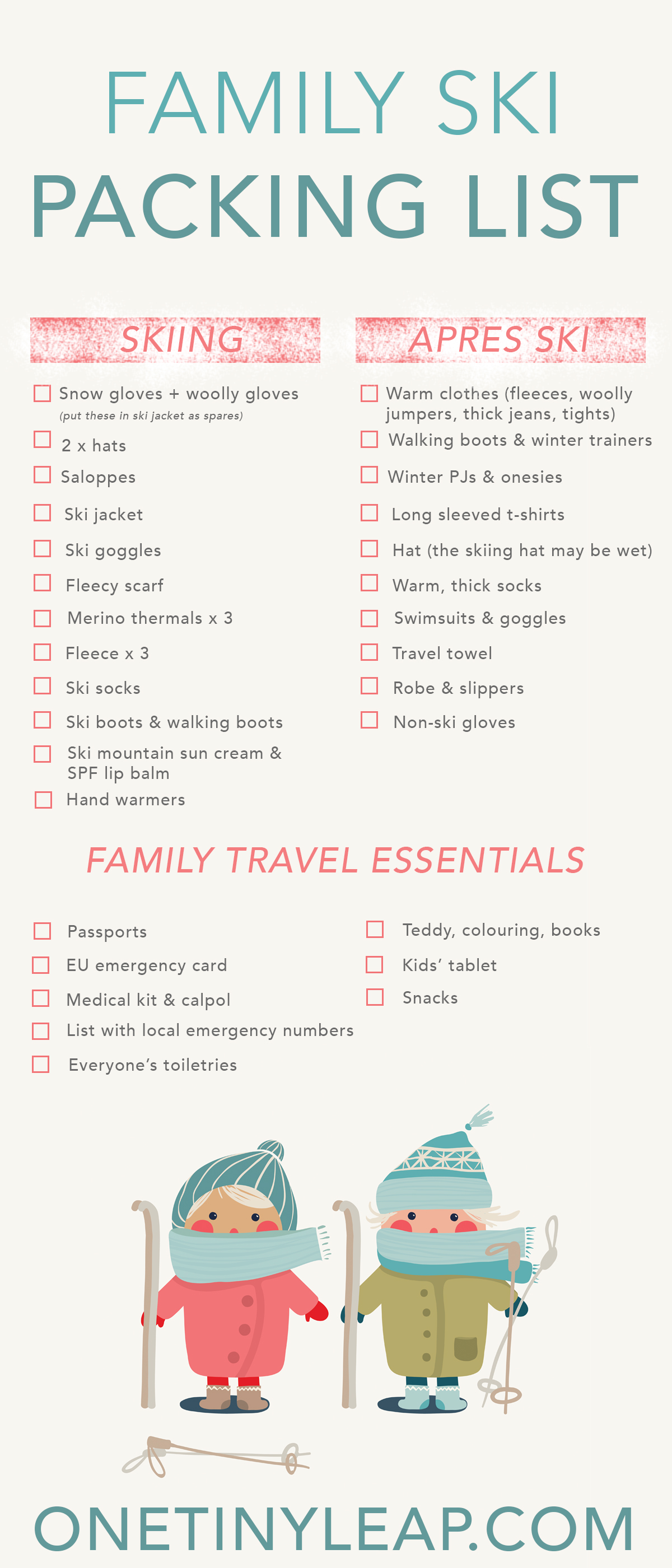What to pack on your first family ski holiday | Printable family ...