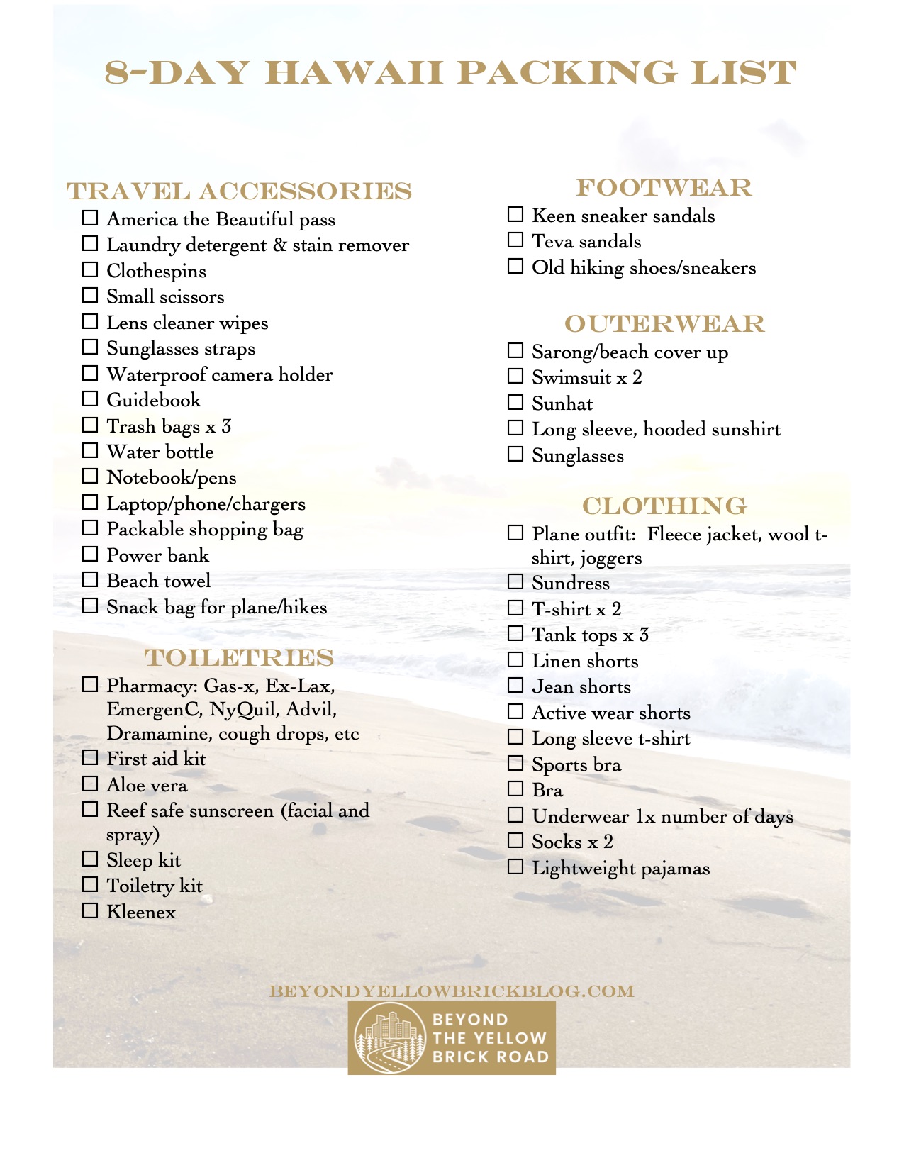 Free printable packing list hawaii Download Free printable packing Free printable packing list hawaii Download Free printable packing
