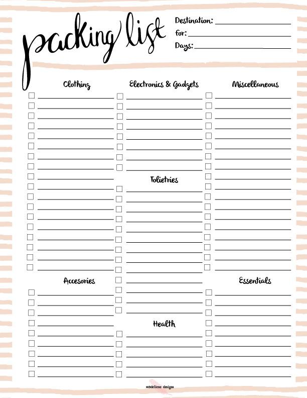 printable packing list po polsku