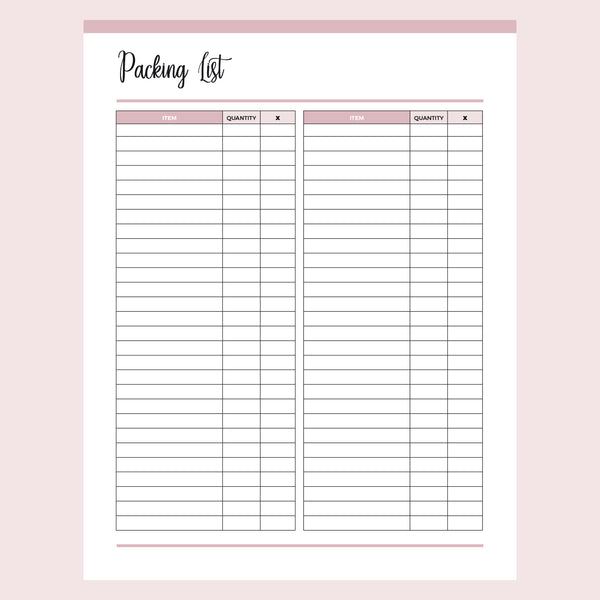 printable packing list po polsku