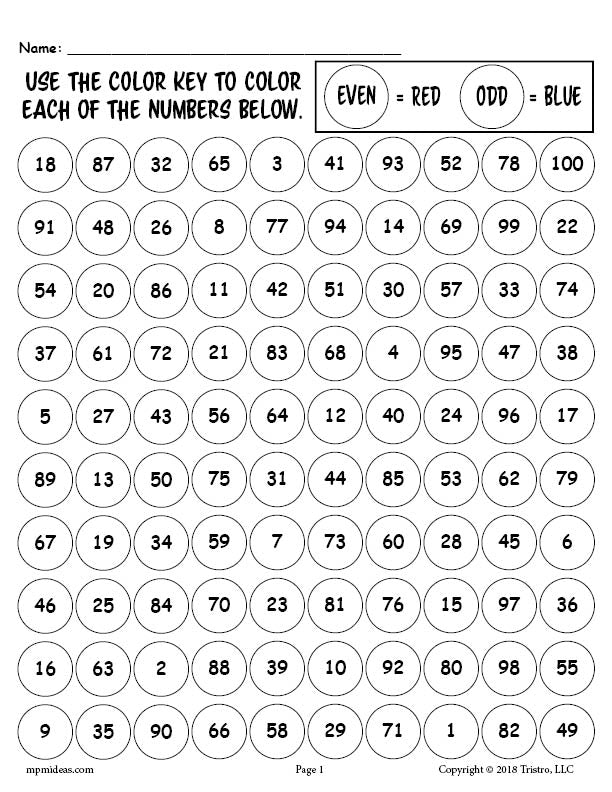 Printable 100th Day of School Odd and Even Numbers Worksheet ...