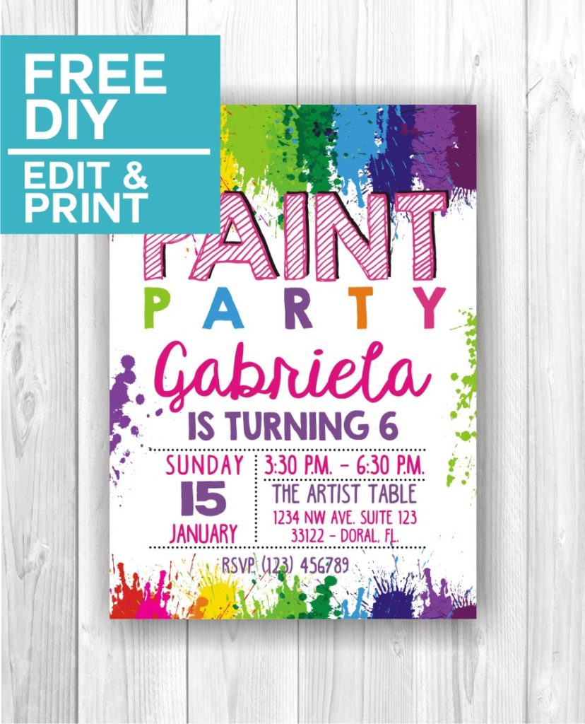 Paint Party Invitations - Cute Party Printables