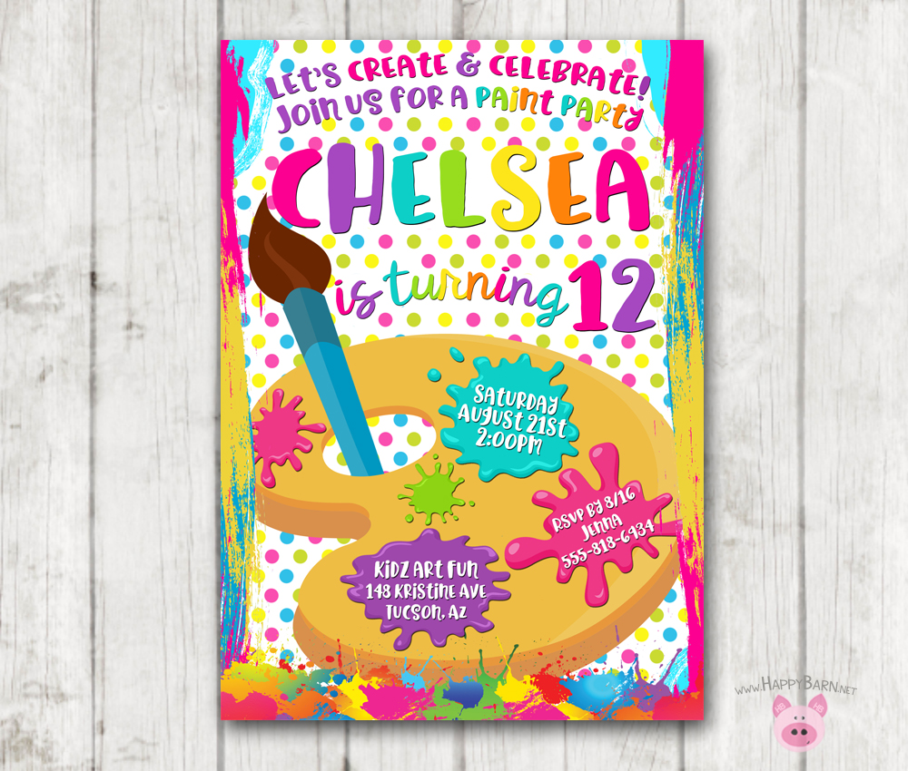 Printable Paint Party Invitations - Art Party Invitations