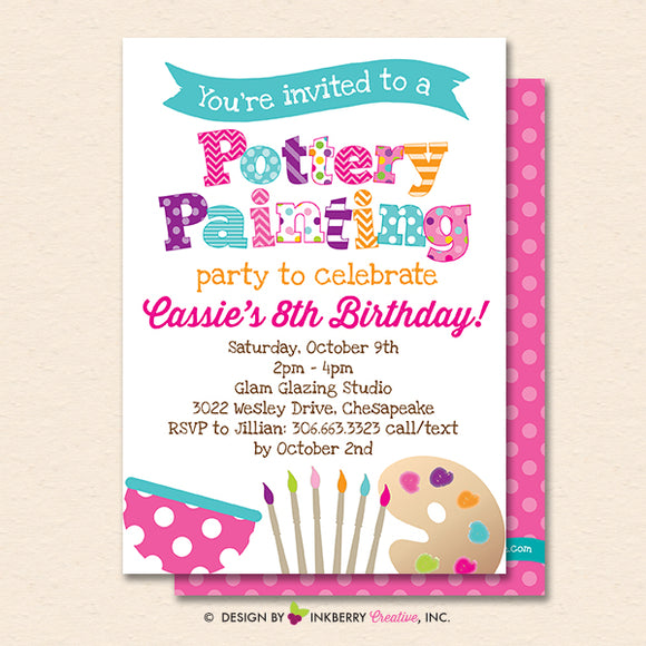 Painting Party Invitation (White) - Kids Art Painting Birthday ...