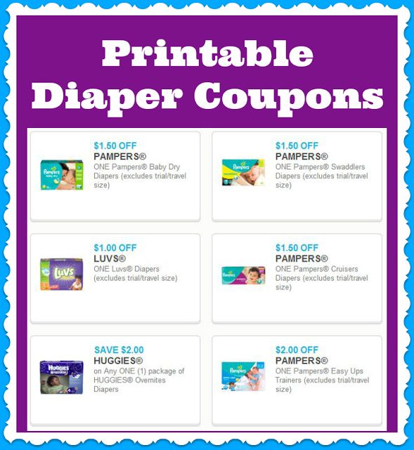Printable Diaper Coupons Pampers Huggies Luvs