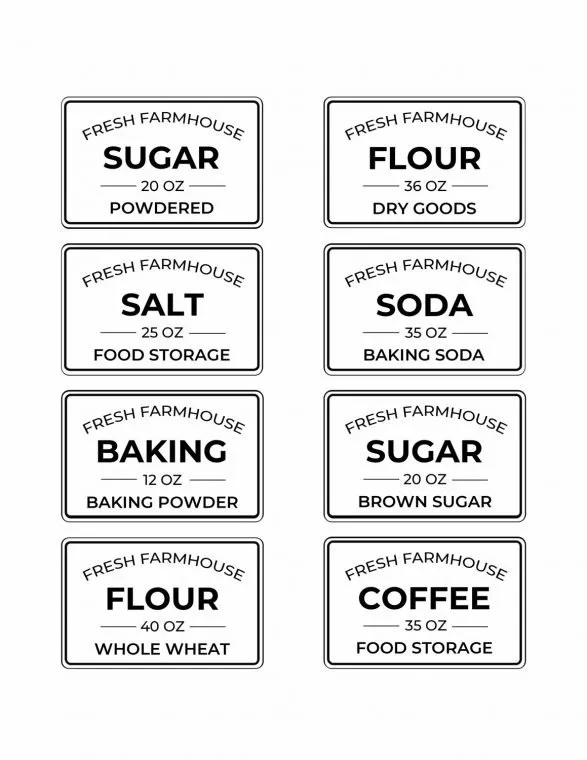 Free Editable Printable Kitchen Pantry Labels for Storage Containers -
