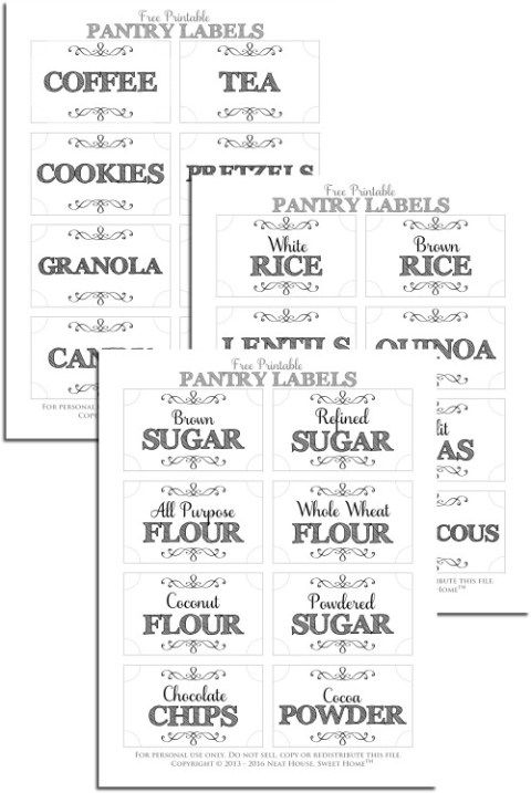 Free Printable Pantry Labels • Neat House. Sweet Home®