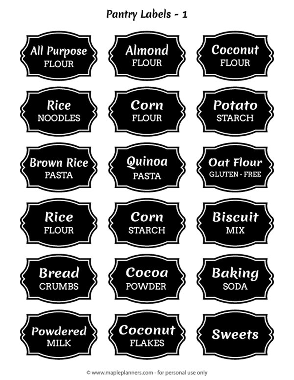 Free Printable Chalkboard Pantry Labels #1