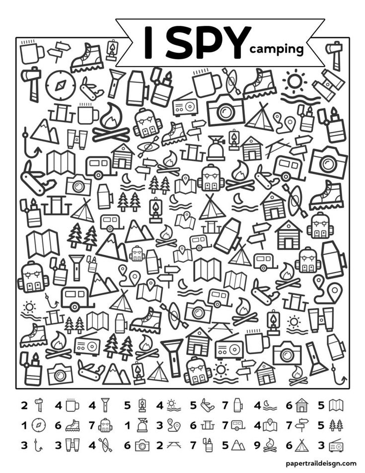 Free Printable I Spy Camping Kids Activity - Paper Trail Design