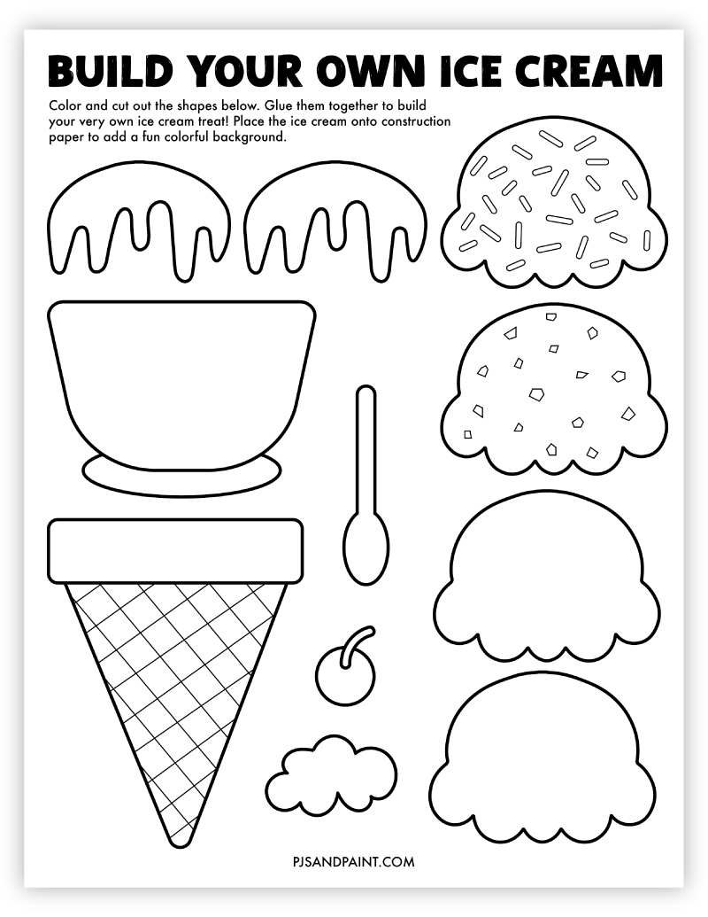 Build Your Own Ice Cream - Free Printable Craft - Pjs and Paint