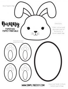 Bunny Paper Bag Puppet with Free Printable Bunny Template