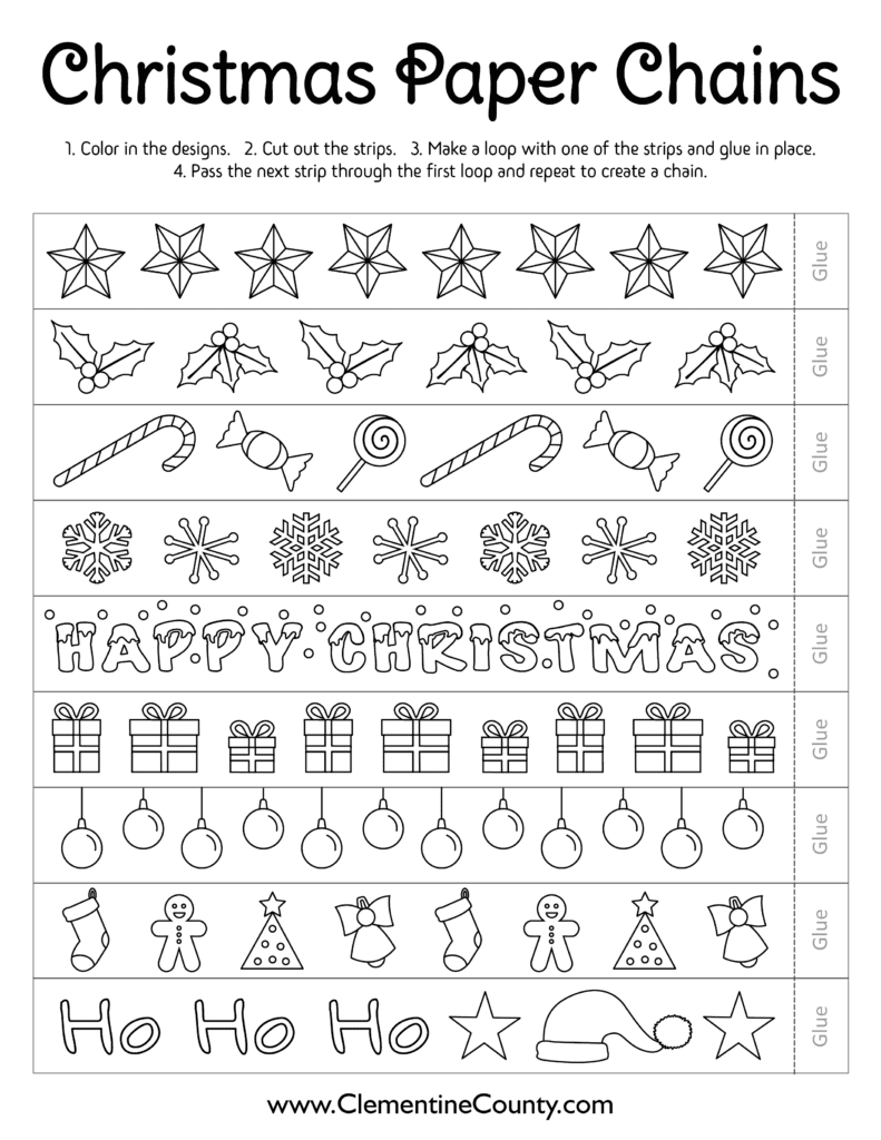 free-printable-christmas-chains-to-color-clementine-county-worksheets-library for Free Printable Christmas Chain Countdown Free Printable Christmas Chains to Color | Clementine County - Worksheets Library for Free Printable Christmas Chain Countdown