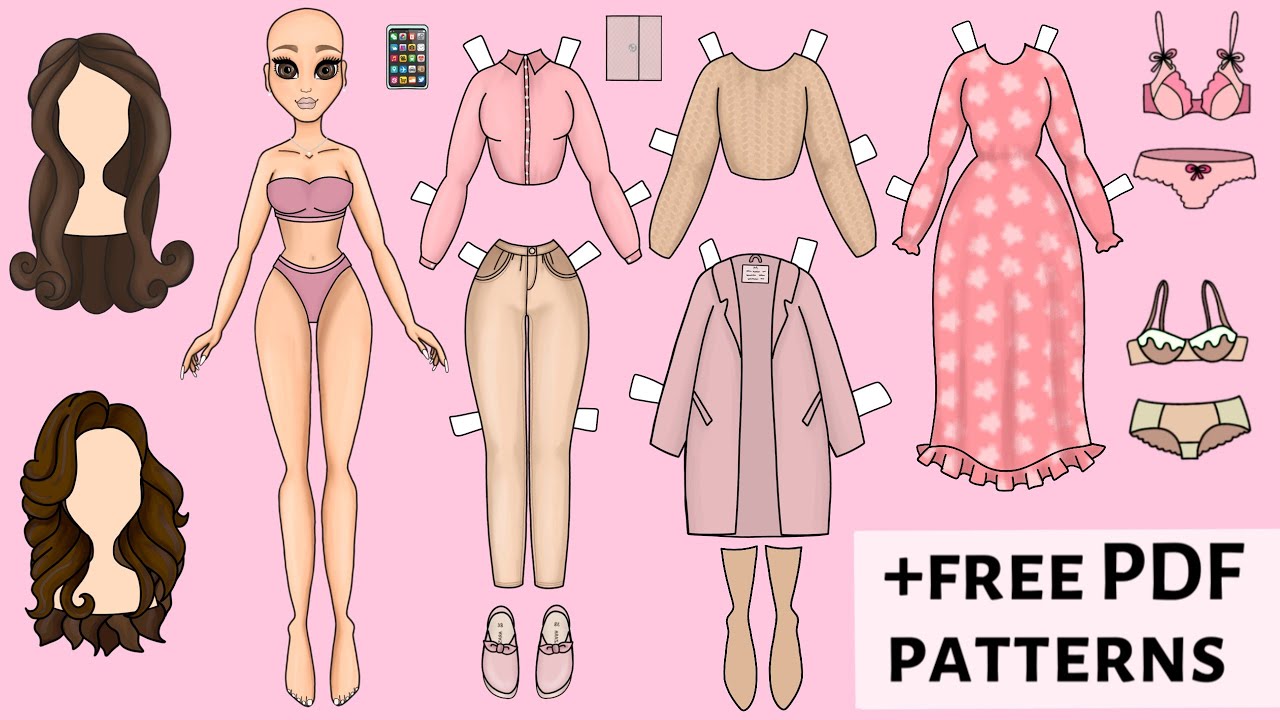 NEW PAPER DOLL DRESS UP WITH WARDROBE DIY &  FREE PRINTABLE