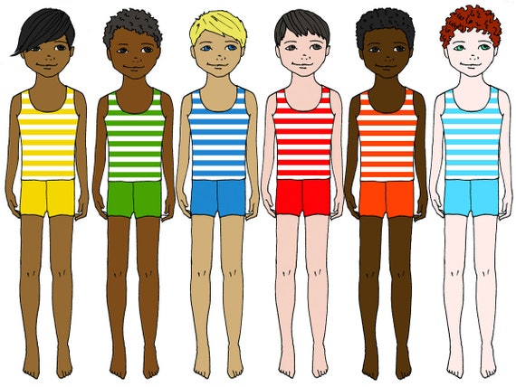Boy Printable Paper Dolls-Paper Dolls to Color-Digital Paper Dolls-PDF  Instant Download-Coloring Page