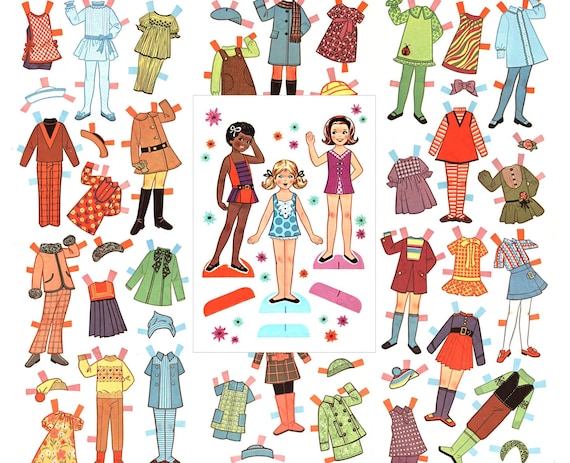Printable Paper Doll Friends Children Kids Digital Download Image ...